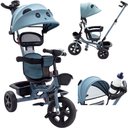 Ver imagem 1 de Triciclo Carrinho de Passeio Infantil com Capota Porta Objetos até 50kg Empurrador Haste