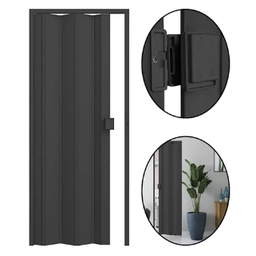 Porta Sanfonada de Correr Preto C/ Trinco Moderno - 210cm - 60cm - Permatti - 3
