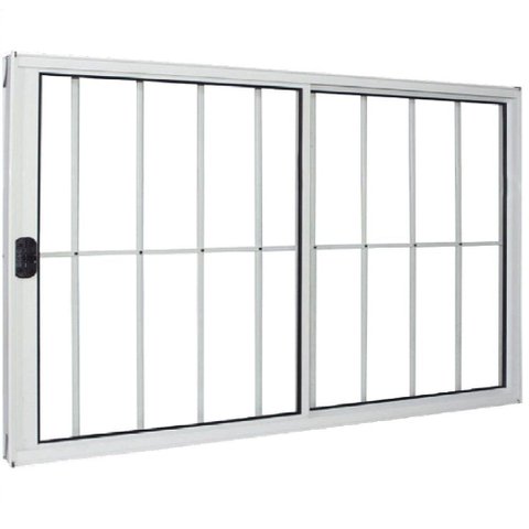 Janela Vitro 2 Folhas Alumínio Branco 1.00 x 1.20 Modular com Grade