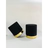 Kit 2 Puff Veludo Preto Base Dourada - 1
