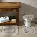 Ver imagem 1 de Jogo De Banheiro Areia Flor Marrom 03 Peças - Antiderrapante