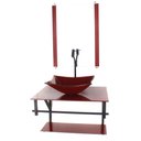 Ver imagem 1 de GABINETE DE VIDRO PARA BANHEIRO 60CM AP CUBA RETANGULAR VERMELHO CEREJA FULL