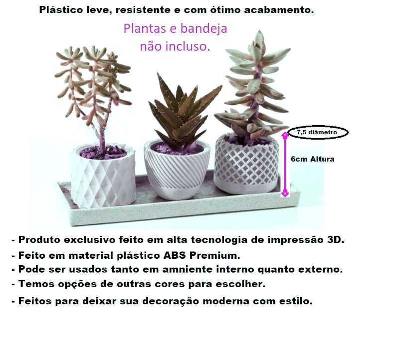 Kit Vasos Decorativos Geométricos Cachepô para Suculentas Cactos Mini e Plantas Pequenas Diversas. - 2