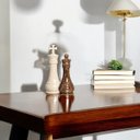 Ver imagem 4 de Dupla Peças de Xadrez Rei e Rainha de Cerâmica Marmorizada Bege e Marrom Petra