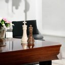 Ver imagem 5 de Dupla Peças de Xadrez Rei e Rainha de Cerâmica Marmorizada Bege e Marrom Petra