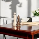 Ver imagem 6 de Dupla Peças de Xadrez Rei e Rainha de Cerâmica Marmorizada Bege e Marrom Petra