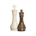 Ver imagem 1 de Dupla Peças de Xadrez Rei e Rainha de Cerâmica Marmorizada Bege e Marrom Petra