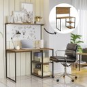 Ver imagem 2 de Escrivaninha 1,40m C/prateleiras e Painel Estilo Industrial Kappesberg Crome - Freijó/preto Fosco