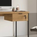 Ver imagem 1 de Gaveteiro de Mesa 1 Gaveta com Chave Estilo Industrial 36cm Kappesberg Industrial - Freijó