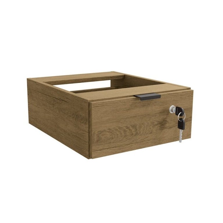 Gaveteiro de Mesa 1 Gaveta com Chave Estilo Industrial 36cm Li005 Kappesberg Crome - Freijó