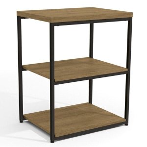 Mesa Lateral de Apoio Estilo Industrial 45cm Li004 Kappesberg Crome - Freijó/preto Fosco