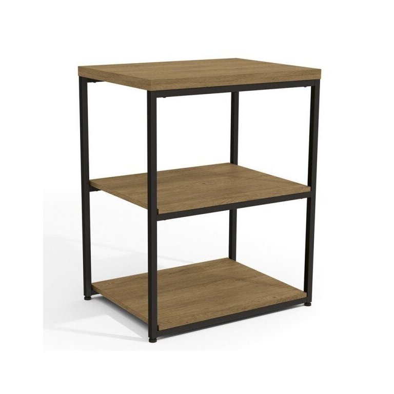 Mesa Lateral de Apoio Estilo Industrial 45cm Li004 Kappesberg Crome - Freijó/preto Fosco