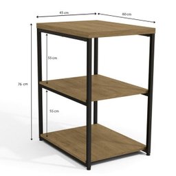 Mesa Lateral de Apoio Estilo Industrial 45cm Li004 Kappesberg Crome - Freijó/preto Fosco - 2