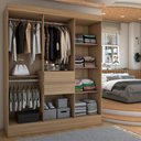 Ver imagem 2 de Guarda-roupa Solteiro Leal Slim 8 Portas 2 Gavetas Amêndola Touch - Panorama Móveis