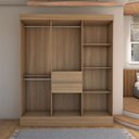 Ver imagem 5 de Guarda-roupa Solteiro Leal Slim 8 Portas 2 Gavetas Amêndola Touch - Panorama Móveis