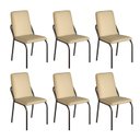 Ver imagem 1 de Kit 6 Cadeiras para Sala de Jantar Malibu Bege/Creme/Preto Fosco