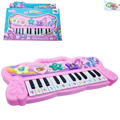 Piano Teclado Musical Golfinho Infantil Som Eletrônicos( Rosa) no