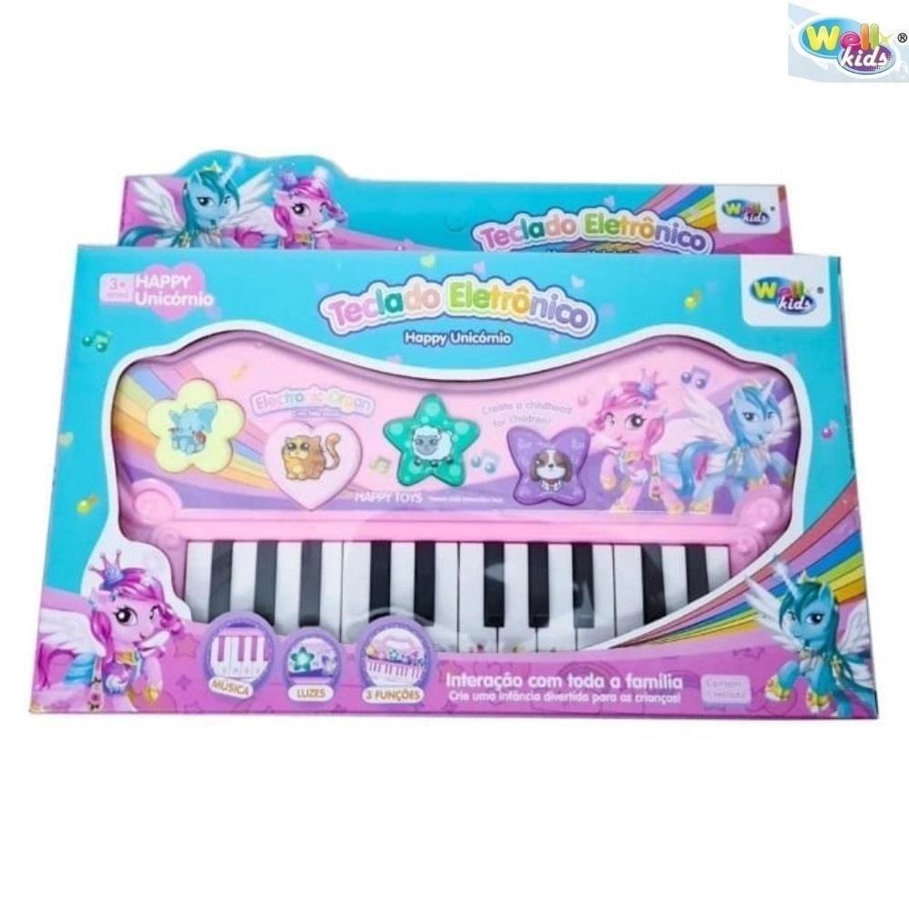 PIANO INFANTIL 5 EM 1 TECLADO GUITARRA BATERIA MICROFONE KARAOKE TROMPETE  BEBE MUSICAL COM SOM E