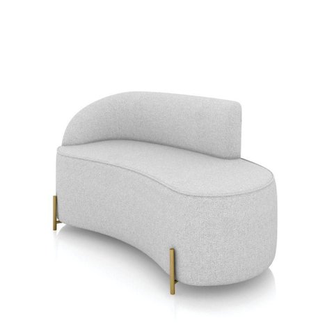 Sofá 2 Lugares Orgânico 140cm Pé Dourado Morgan Linho Cinza D03 - D'Rossi