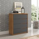 Ver imagem 2 de Cômoda Cristal c/ 4 Gavetas Amêndola/Grafito para Quarto