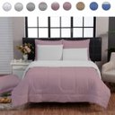 Ver imagem 1 de Kit Edredom Queen 3 Peças Dupla Face 200 Fios 240x220 Rosa e Branco Casa Dona