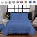 Ver imagem 1 de Kit Edredom Queen 3 Peças Dupla Face 200 Fios 240x220 Azul Casa Dona