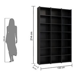 Estante de Livros Escritório 21 Nichos Livreiro Montenegro Preto Casa Mobilia - 9