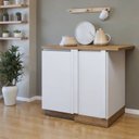 Ver imagem 1 de Balcão Canto Direita Esquerda 1 Porta com Rodapé 92 x 52cm 100% MDF Rainha Branco/Nature