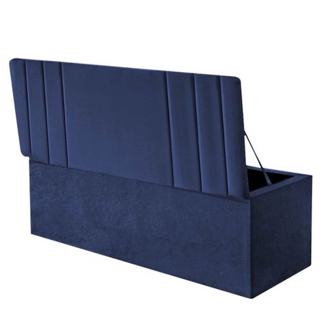 Calçadeira Baú Recamier Estofada Cama King 190cm Grécia Suede Azul- Mabe Magazine