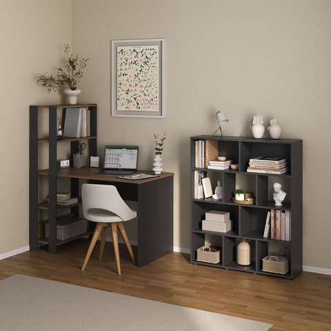 Conjunto Sala de Estar: Escrivaninha Match + 2 Estante Book