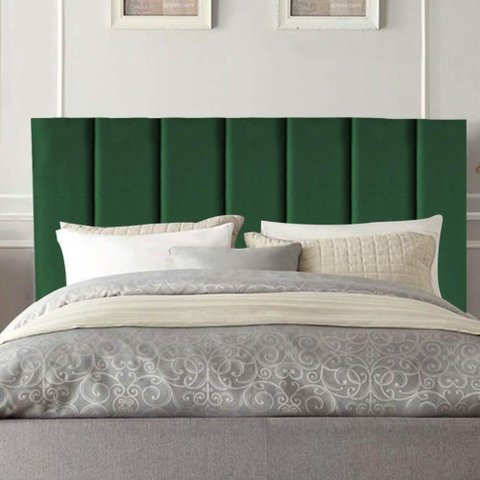 Cabeceira Estofada Carla 140cm Casal para Cama Colchão Box Quarto Suede Verde - Aurora Line