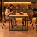 Ver imagem 4 de Mesa de Jantar Reforçada Industrial 150x80cm Tampo Bege Pés Verde