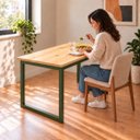 Ver imagem 6 de Mesa de Jantar Reforçada Industrial 150x80cm Tampo Bege Pés Verde