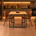 Ver imagem 3 de Mesa de Jantar Reforçada Industrial 150x80cm Tampo Bege Pés Verde