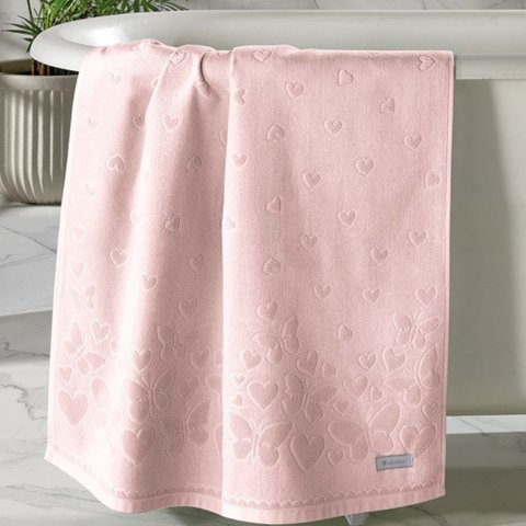 Toalha de Banho 100% Algodão Toque Macio Aveludado Excelente Absorção Dohler Romance - Rosa