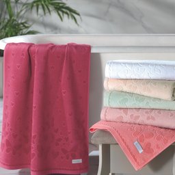 Toalha de Banho 100% Algodão Toque Macio Aveludado Excelente Absorção Dohler Romance - Rosa - 2