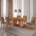 Ver imagem 1 de Mesa de Jantar Carolina Tampo 180cm Mdf Canto Copo e 6 Cadeiras Melissa Moderna Mobilia