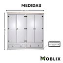 Ver imagem 4 de Guarda Roupas 4 Portas 2 Gavetas Madeira Maciça Branco