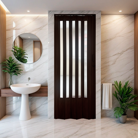 Porta Sanfonada de PVC Translucido 210cm x 60cm Plastporta Bcf Marrom/Imbuia com