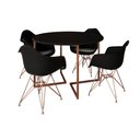 Ver imagem 2 de Mesa Industrial Jantar Preta 110cm Redonda Base V com 4 Poltronas Pretas Eames Eiffel Base Cobre