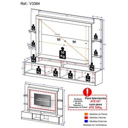 Estante com Suporte Tv 65" e Leds Berlim Multimóveis V3384 - 4