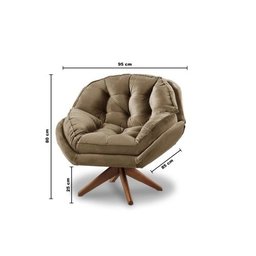Poltrona Decorativa Califórnia Com Base Giratória Suede - Cappuccino - 4