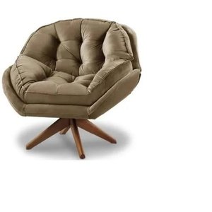 Poltrona Decorativa Califórnia Com Base Giratória Suede - Cappuccino