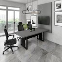 Ver imagem 1 de Mesa de Reunião Industrial 2,0m e Painel de Tv Escritório F5 Cor:cinza Sagrado com Preto