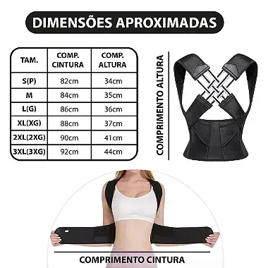 Ver imagem 4 de Colete Corretor Postural Ortopédico Coluna Cervical Alinha Postura Tamanho:m