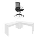 Ver imagem 2 de Mesa de Escritório em L 140x60cm com Conexão + Cadeira de Escritório Netflex Ergonômica Reclinável