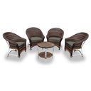 Ver imagem 1 de Conjunto de Poltronas Fibra Sintética Alumínio Berlim - 4 Poltronas + 1 Mesa Centro - Tecido Duna Fe