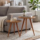 Ver imagem 2 de Conjunto Mesa Lateral Rubi Tampo Redondo Kit 2 Mesas Pés Palito para Sala de Estar Sofá - Nature