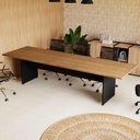 Ver imagem 1 de Mesa de Reunião 300x90cm em MDF Corporate Freijó e Preto