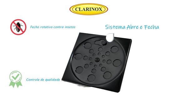 Kit 2 Ralos Grelha Black Preto 15x15 Quadrado Com Caixilho Fecho Sistema Abre e Fecha Para Banheiro - 7